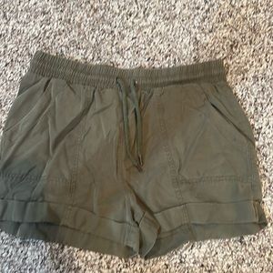 Olive shorts with drawstring waist